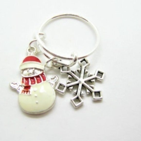 Snowman Bracelet and Ring Adjustable Christmas Jewelry Gift for Her - Picture 3 of 5